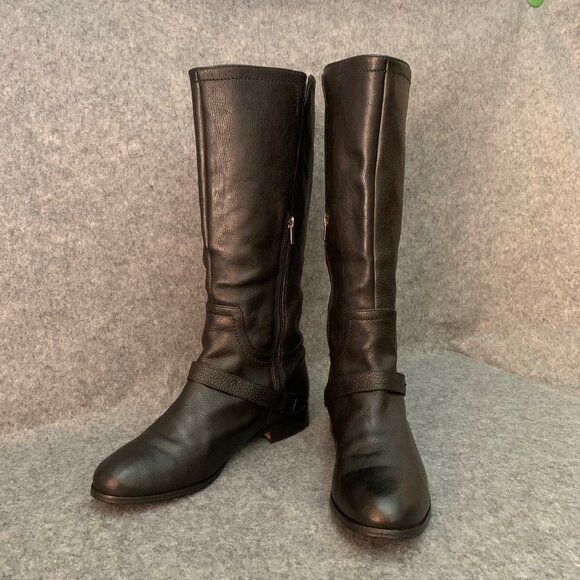 UGG Australia 3184 Women's Black Leather Knee High Side Partial Zip Boots - Picture 6 of 16